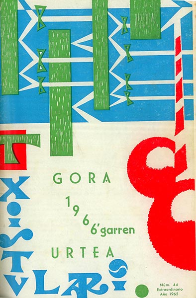 Txistulari aldizkaria 44.(Extraordinario). Octubre-Noviembre-Diciembre. 1965;
Aingeruak abestuten dabe eta guk be bai;
Reuniones de la Junta Directiva;
Arrate'ko ama birjiñaren agerketa;
Falta expresividad al baile vasco;
El primer alarde de bandas de Txistularis del País Vasco tuvo a Vitoria como escenario en el año 1929;
1966, Año de la cultura vasca;
El irrintzi: Poesía de nuestras romerías;
El 'Guernicako arbola' es obra del organista lequeitiano Juan María Altuna;
Iparraguirre fue creador de la letra y de la música del 'Gernikako-Arbola';
Disentir: Acerca de la ilegítima paternidad de Iparraguirre sobre el himno vasco Gernikako Arbola;
Eusko Mendiz-mendi;
Txistulari eta 'Flaviolaire' (Zeruko ARGIA'tik artua 1965 Abendua, 5);
Nadal a Catalunya;
¿Cinematografía Vasca? Bengalas...
I'ngo Euskal liburu ta diskoen azoka Durango'n;
I Concurso de composiciones de nuevas danzas vascas;
Le plus ancien 'zamalzain' connu;
Olentzero;
Bilbao poesia 1965;
Convocatoria, Asamblea General extraordinaria;
Historia de la música publicada en ete Boletín;
PARTITURAK;
Iduriak (Exposición de Cuadros Vascos);
Alborada en cuatro tiempos;
Ravel'en zortzikoa;
Gure Tala Agur (zortziko);
Bermeo, Baztarre (Fandango);
Bermeo, Talagoitxi (Ariñ-ariñ);
Bermeo, Gibel-pe (Ariñ-ariñ);
Bermeo, Errozape (Biribilketa);
Musicología vasca: Ravel'en zortzikoa;
Información de Guipuzcoa;
Información desde Bayona,
Irakurlen Idazkiak
Txistularia;
Información de Alava;
La Boina Vasca;
Arturo Campion;
Xabier Gereño. Euskal Antzerkia!!;
¿Como se vestía en el siglo XVI?;
Información de Navarra;
Eusko Folklore;
La Dulzaina;
Txistulari eta Dantzari;
Cortesia;
¿Que pasa con el Aurresku?;
Critica sí... pero constructiva;
Erria semeei deika;
El momento de la Música Coral Vasca;
Notas Necrologicas