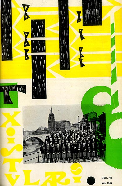 Txistulari aldizkaria 45. Urtarrilla-Zezeilla-Epailla. 1966;
Ziganda'ko Miren Pakea, goyan bego;
Soñamos en 'Txistulari' de mañana;
Asamblea General Extraordinaria;
¿Se puede evitar la vida nomada de nuestra Asociación?;
'Dantzari'ri 'Txistulari'ren agurra;
Don Blas Allende Arechederra;
El maestro Moreno Palli, una autoridad en el Folklore;
Arrate'ko Ama Birjiñaren agerketa;
Irakurlen idazkiak;
Euskal Antzerkia;
Desde Puerto Ordaz (Venezuela);
Gure Erriaren drama;
Euskal Abestiaren Bigarren Sariketa;
Mañari'ko 'Bide ipintte eguna';
Historia de la música publicada en este boletín,
PARTITURAK;
Urrundik!...;
Andante con variaciones;
Oyar-otsak;
Ravel'en zortzikoa Nº 2;
Gaztedi;
Elizondo (Biribilketa);
Otrosí para el zortziko 8x8;
La canción del Castaños;
Naste Borraste;
Poesia vivida con dos ritmos;
La letra 'H' en euskera;
Información de Alava;
Información de Navarra;
Concurso de Txistu en Mundaca;
16 enero 1966: Primer Campeonato de danzas por parejas para veteranos;
Leyendas Vascas: Altabiskarreko kantua;
Goyan Begoz