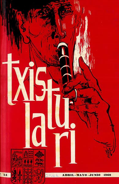 Txistulari aldizkaria 54. Apirrilla-Maietza-Bagilla. 1968;
Para elevar la educación musical de nuestros txistularis;
En torno a un homenaje;
María Luisa Ozaita;
Albokari;
Donación de Montevideo a Guernica;
Ama Lur, pelicula vasca;
Método de gaita Navarra;
I Concurso Infantil de Txistularis en Euba=Amorebieta;
Fiestas de San Juan del Monte en Miranda;
PARTITURAK;
Txistulariak-Ertilari;
San Prudencio gure patroyari;
Mendiko Soñuak;
Contrapas;
Mari-Glori (Biribilketa);
Gotzone;
Erromerian (a tres voces y txistu);
Información de Alava;
Información de Navarra;
Información de Vizcaya;
Información de las Encartaciones;
Goyan Begoz;
Saski-Naski